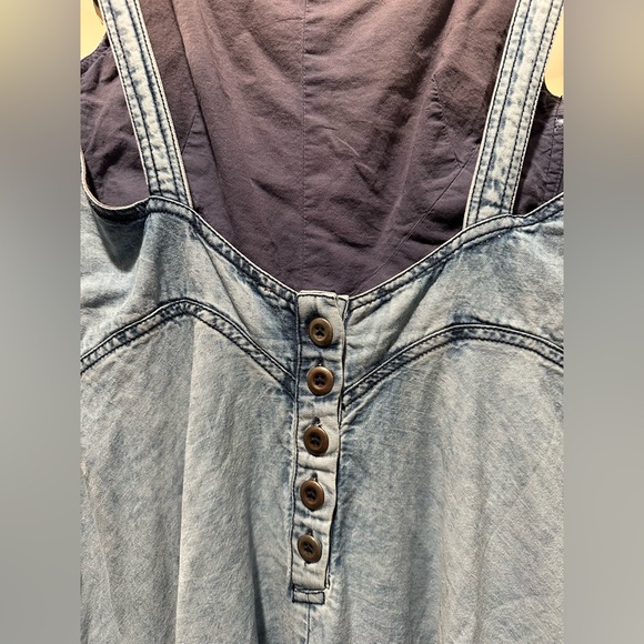 Free People Stars Align Midi Dress, Denim, Fit & Flare Dress, Blue, Size 4 - Picture 8 of 12